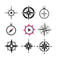 black compass icons set on white background vector image vector image