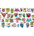 funny owls seamless pattern for your design vector image