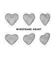 wireframe heart sphere in different positions vector image vector image