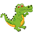 Funny crocodile cartoon posing with blank sign Vector Image