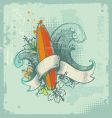 hand drawn surfing emblem vector image vector image