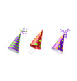 colorful party hats realistic different festive vector image