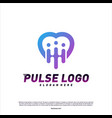 love heart pulse logo design concept people beat vector image