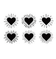 heart hipster sunburst hand drawn sketch vector image