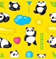 seamless pattern with cute kawaii little pandas vector image