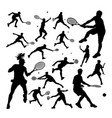 tennis player silhouettes vector image