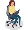 woman manager sitting on chair with laptop vector image