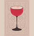 cocktail ornament grunge poster with coupe glass vector image