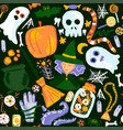 halloween sketch dark seamless pattern vector image