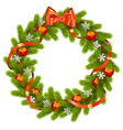 fir wreath with red decorations vector image