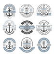 nautical logo marine labels with anchors symbols vector image