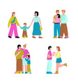 set homosexual and lesbian family couples flat vector image
