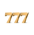 three golden sevens 3d number on white background vector image vector image