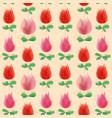 cute tulips seamless pattern red and pink flowers vector image vector image