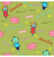 funny seamless pattern with zombies and brain vector image
