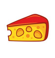 piece of cheese in a red crust and with holes vector image