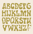 hippie bohemian groovy postmodern funky font vector image