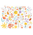 set flowers and leaves in a flat style isolated vector image vector image