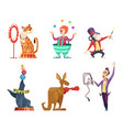 circus cartoon characters mascots isolate vector image