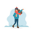 girl with snow in winter coffee cup cute vector image