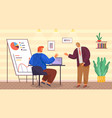 manager makes a presentation of a statistical vector image vector image
