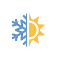 half sun and snowflake colorful icon vector image