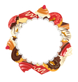 lace frame with confectionery isolated on white vector image