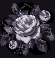 vintage monochrome rose with leaves on black backg vector image vector image