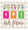 banner kids menu with cutlery and children vector image