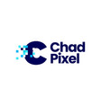 c letter lowercase pixel mark digital 8 bit logo vector image vector image