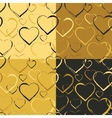 set of golden hearts seamless patterns vector image