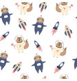 cosmic seamless pattern with cute and funny sloths vector image vector image