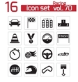 black racing icons set vector image