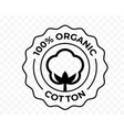 cotton 100 organic bio and eco certificate icon vector image vector image