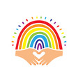 rainbow flag pride logo hand-drawn vector image vector image
