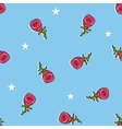 seamless pattern with cute roses and stars vector image