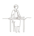 woman measures blood pressure - one line design vector image