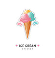 ice cream sticker or badge cone icons vector image