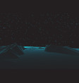 futuristic wireframe landscape on grid background vector image vector image