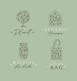 labels with flowers green color vector image