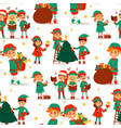 santa claus elf kids cartoon elf helpers vector image vector image