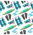scuba diving equipment and surfboard summer vector image vector image