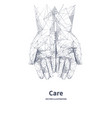 two hands top view care concept vector image