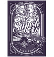female car show monochrome poster vector image vector image