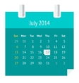 flat calendar page for july 2014 vector image