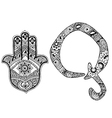 letter q decorated in the style of mehndi vector image vector image