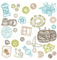 sewing kit doodles vector image vector image