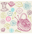 sewing kit doodles vector image vector image