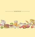seamless pattern with breakfast meals doodle vector image vector image