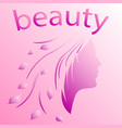 silhouette of a girls head in leaves vector image